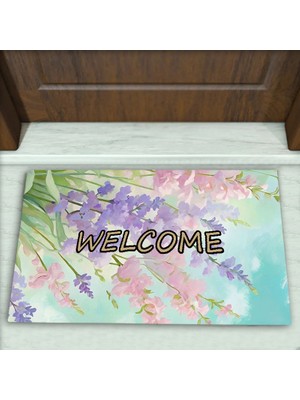 Colorix Carpet Çiçek Desenli Dekoratif Kapı Önü Paspası No: 2268