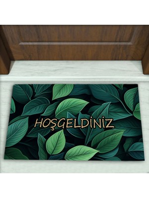 Colorix Carpet Yaprak Desenli Dekoratif Kapı Önü Paspası No: 2277