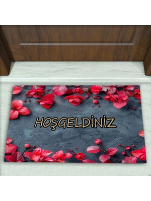 Colorix Carpet Çiçek Desenli Dekoratif Kapı Önü Paspası No: 2120