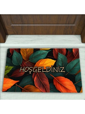 Colorix Carpet Yaprak Desenli Dekoratif Kapı Önü Paspası No: 2184