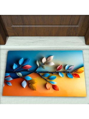 Colorix Carpet Çiçek Desenli Dekoratif Kapı Önü Paspası No: 2359