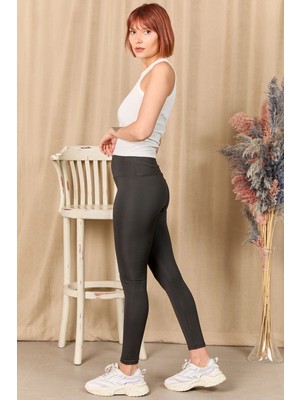 Colezium Kadın Yüksek Bel Şardonlu Tayt