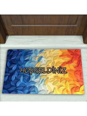 Colorix Carpet Yaprak Desenli Dekoratif Kapı Önü Paspası No: 2576