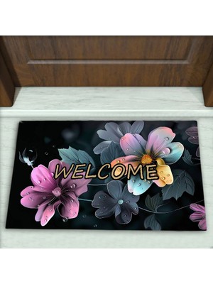 Colorix Carpet Çiçek Desenli Dekoratif Kapı Önü Paspası No: 2028