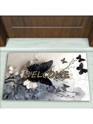 Colorix Carpet Kelebek Desenli Dekoratif Kapı Önü Paspası No: 2091