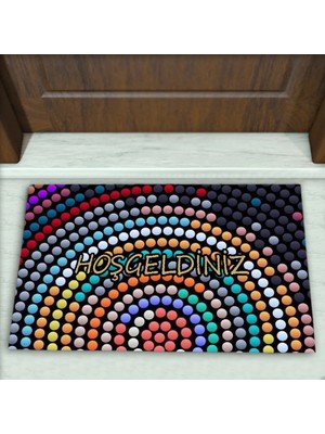 Colorix Carpet Geometrik Desenli Dekoratif Kapı Önü Paspası No: 2314