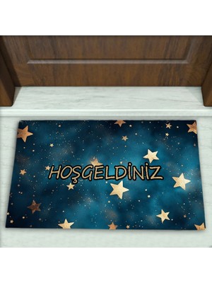Colorix Carpet Yıldız Desenli Dekoratif Kapı Önü Paspası No: 2348