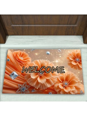 Colorix Carpet Çiçek Desenli Dekoratif Kapı Önü Paspası No: 2572