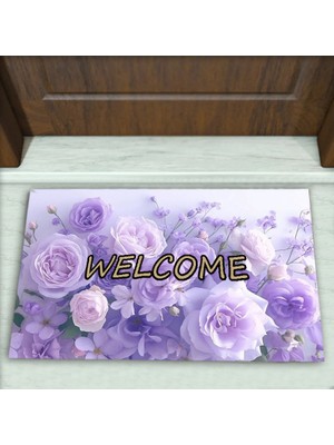 Colorix Carpet Gül Desenli Dekoratif Kapı Önü Paspası No: 2586