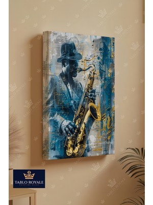 Tablo Royale Saksafon Çalan Adam Dekor Kanvas Tablo - Salon Tablo - Ofis Tablo