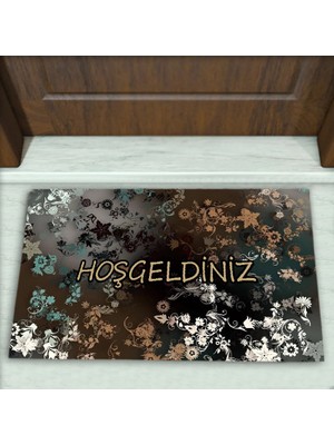 Colorix Carpet Çiçek Desenli Dekoratif Kapı Önü Paspası No: 2019