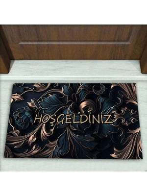 Colorix Carpet Çiçek Desenli Dekoratif Kapı Önü Paspası No: 2812