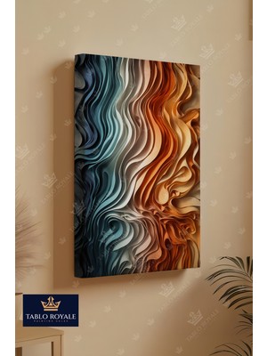 Tablo Royale Dalga Desenli Renkli Dekor Kanvas Tablo - Salon Tablo - Ofis Tablo