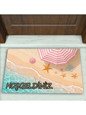 Colorix Carpet Sahil Desenli Dekoratif Kapı Önü Paspası No: 2377