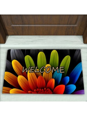 Colorix Carpet Çiçek Desenli Dekoratif Kapı Önü Paspası No: 2657