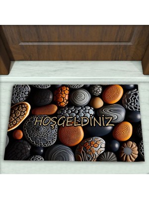 Colorix Carpet Taş Desenli Dekoratif Kapı Önü Paspası No: 2393