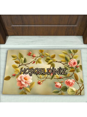 Colorix Carpet Çiçek Desenli Dekoratif Kapı Önü Paspası No: 1967