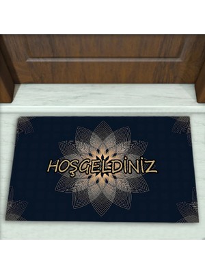 Colorix Carpet Çiçek Desenli Dekoratif Kapı Önü Paspası No: 2088