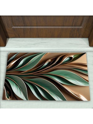 Colorix Carpet Yaprak Desenli Dekoratif Kapı Önü Paspası No: 2220