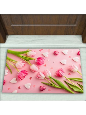Colorix Carpet Çiçek Desenli Dekoratif Kapı Önü Paspası No: 2376