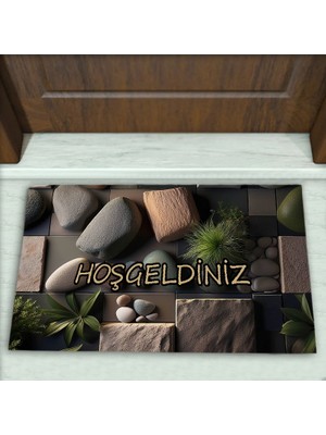 Colorix Carpet Taş Desenli Dekoratif Kapı Önü Paspası No: 2782