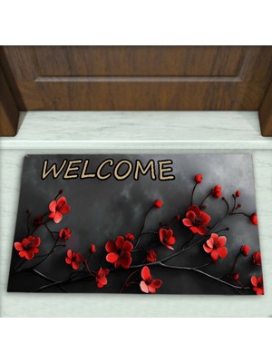 Colorix Carpet Çiçek Desenli Dekoratif Kapı Önü Paspası No: 2692