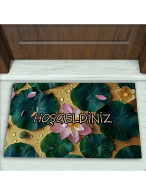 Colorix Carpet Çiçek Desenli Dekoratif Kapı Önü Paspası No: 2072