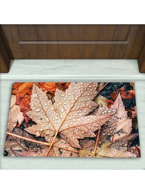 Colorix Carpet Yaprak Desenli Dekoratif Kapı Önü Paspası No: 2139