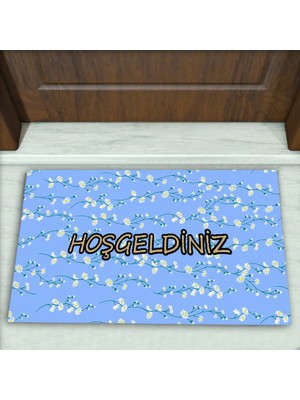Colorix Carpet Çiçek Desenli Dekoratif Kapı Önü Paspası No: 2008