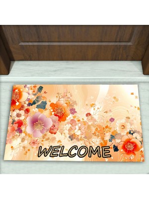 Colorix Carpet Çiçek Desenli Dekoratif Kapı Önü Paspası No: 2635