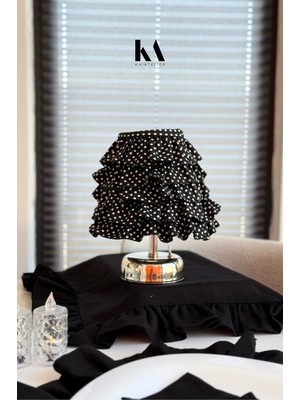 Kai Atelier Dottie Keten Fırfırlı Kablosuz Masa Lambası / Krom Ayak