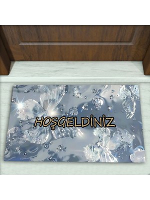 Colorix Carpet Kelebek Desenli Dekoratif Kapı Önü Paspası No: 2034
