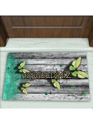 Colorix Carpet Kelebek Desenli Dekoratif Kapı Önü Paspası No: 2092