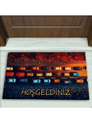 Colorix Carpet Araba Desenli Dekoratif Kapı Önü Paspası No: 2637