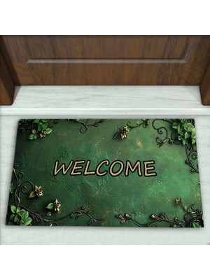 Colorix Carpet Çiçek Desenli Dekoratif Kapı Önü Paspası No: 2656