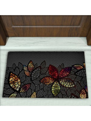 Colorix Carpet Çiçek Desenli Dekoratif Kapı Önü Paspası No: 2087