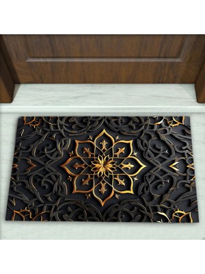 Colorix Carpet Çiçek Desenli Dekoratif Kapı Önü Paspası No: 2090