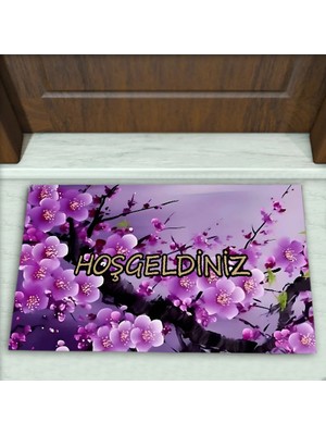 Colorix Carpet Çiçek Desenli Dekoratif Kapı Önü Paspası No: 2206