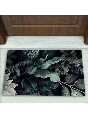 Colorix Carpet Yaprak Desenli Dekoratif Kapı Önü Paspası No: 1960