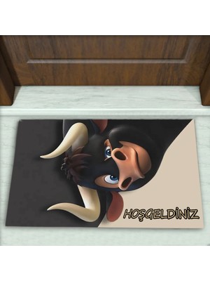 Colorix Carpet Inek Desenli Dekoratif Kapı Önü Paspası No: 2198