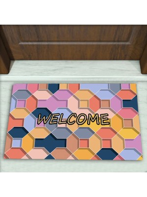 Colorix Carpet Geometrik Desenli Dekoratif Kapı Önü Paspası No: 2444