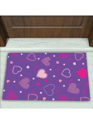 Colorix Carpet Kalp Desenli Dekoratif Kapı Önü Paspası No: 2114