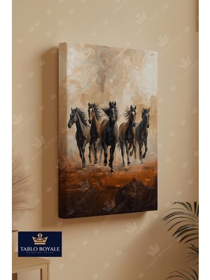 Tablo Royale Koşan Atlar Western Görüntü Dekor Kanvas Tablo - Salon Tablo - Ofis Tablo