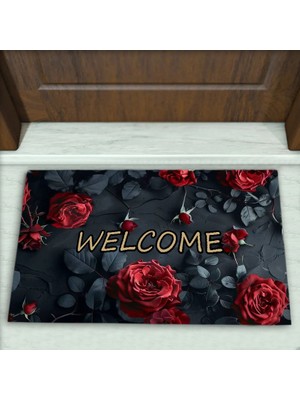 Colorix Carpet Gül Desenli Dekoratif Kapı Önü Paspası No: 2125