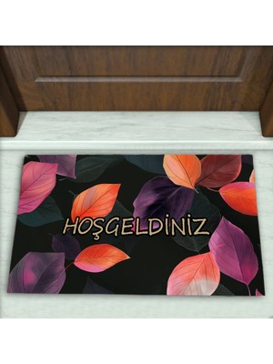 Colorix Carpet Yaprak Desenli Dekoratif Kapı Önü Paspası No: 2272