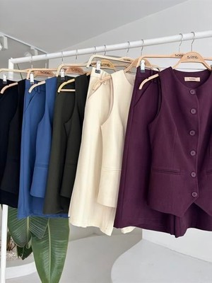 Infivento Midi Şortlu ve Yelekli Viscon Takım 10167