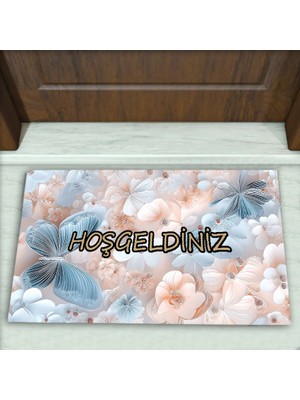 Colorix Carpet Kelebek Desenli Dekoratif Kapı Önü Paspası No: 2529