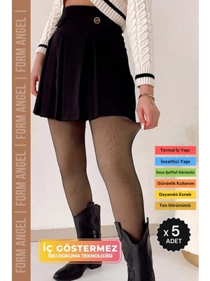 Carlburn #taytçorap Toparlayıcı Korse Etkili Rahat Şık Sıcak Tutan Içi Peluş Termal Ten Görünümlü Tayt Çorap