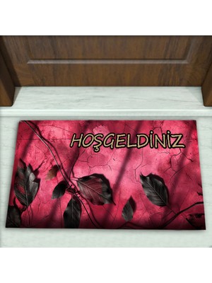 Colorix Carpet Yaprak Desenli Dekoratif Kapı Önü Paspası No: 2813