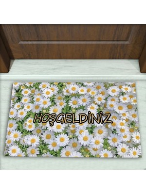 Colorix Carpet Papatya Desenli Dekoratif Kapı Önü Paspası No: 2130